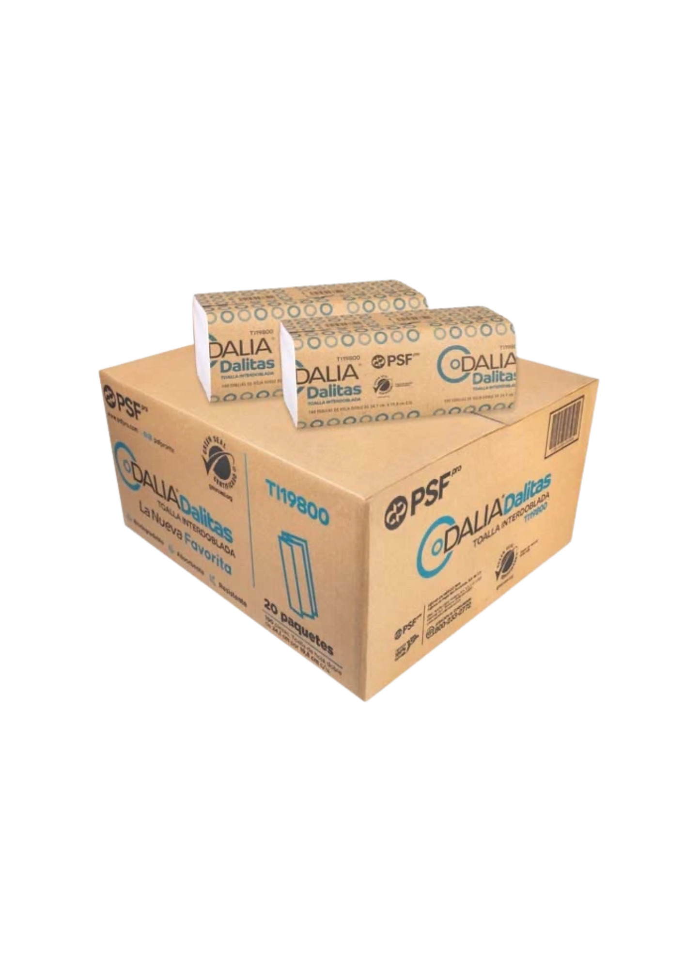 TOALLA INTERDOBLADA BLANCAS DALITAS 100 HOJAS DOBLE 23.5 X 19.5 M 20 PAQUETES TI19800