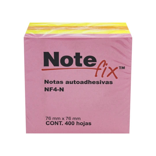 NOTA ADHESIVA REMOVIBLE NOTE FIX NF4 N COLORES NEÓN FORMA CUADRADA 400 HOJAS MC900172339
