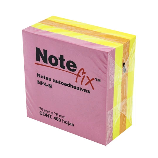NOTA ADHESIVA REMOVIBLE NOTE FIX NF4 N COLORES NEÓN FORMA CUADRADA 400 HOJAS MC900172339
