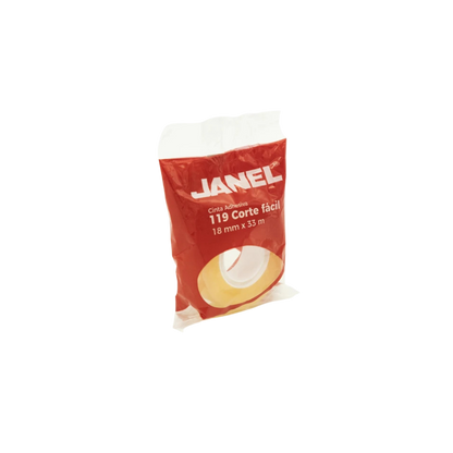 CINTA ADHESIVA CORTE FÁCIL JANEL 119 TRANSPARENTE DE 18 MM X 33 M 1 PZA