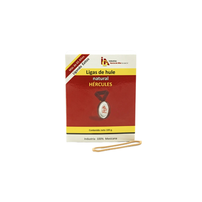 LIGAS DE HULE NATURAL HÉRCULES NO.18 COLOR BEIGE CAJA CON 100GR 750222073007-9