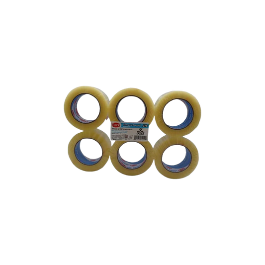 CINTA ADHESIVA TRANSPARENTE DE EMPAQUE MARCA TUCK MEDIDAS 48MM X 150M BLISTER CON 6 PIEZAS