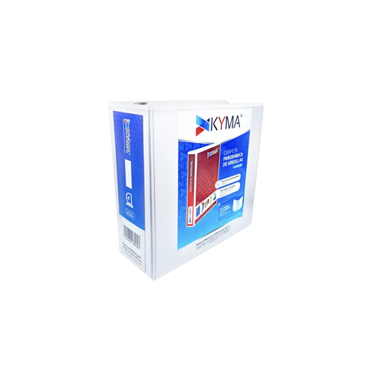 CARPETA DE VINIL PANORÁMICA BLANCA 4 PULGADAS KYMA ARILLO EN D PARA 850 HOJAS TAMAÑO CARTA CPKCBHD-400-BCA
