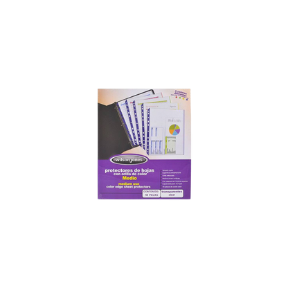 PROTECTOR DE HOJAS WILSON JONES TAMAÑO CARTA TRANSPARENTE CON ORILLAS MULTICOLOR Y MULTIPLES PERFORACIONES  PAQUETE CON 50 PIEZAS P4742