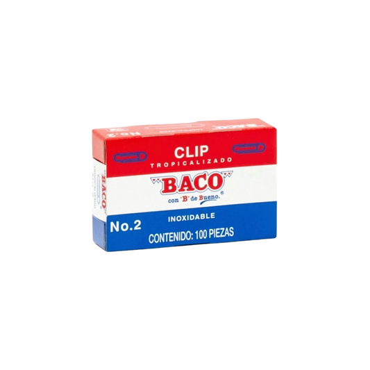 CLIP TROPICALIZADO NÚMERO 2 BACO CAJA CON 100 CLIPS PTCLA0023