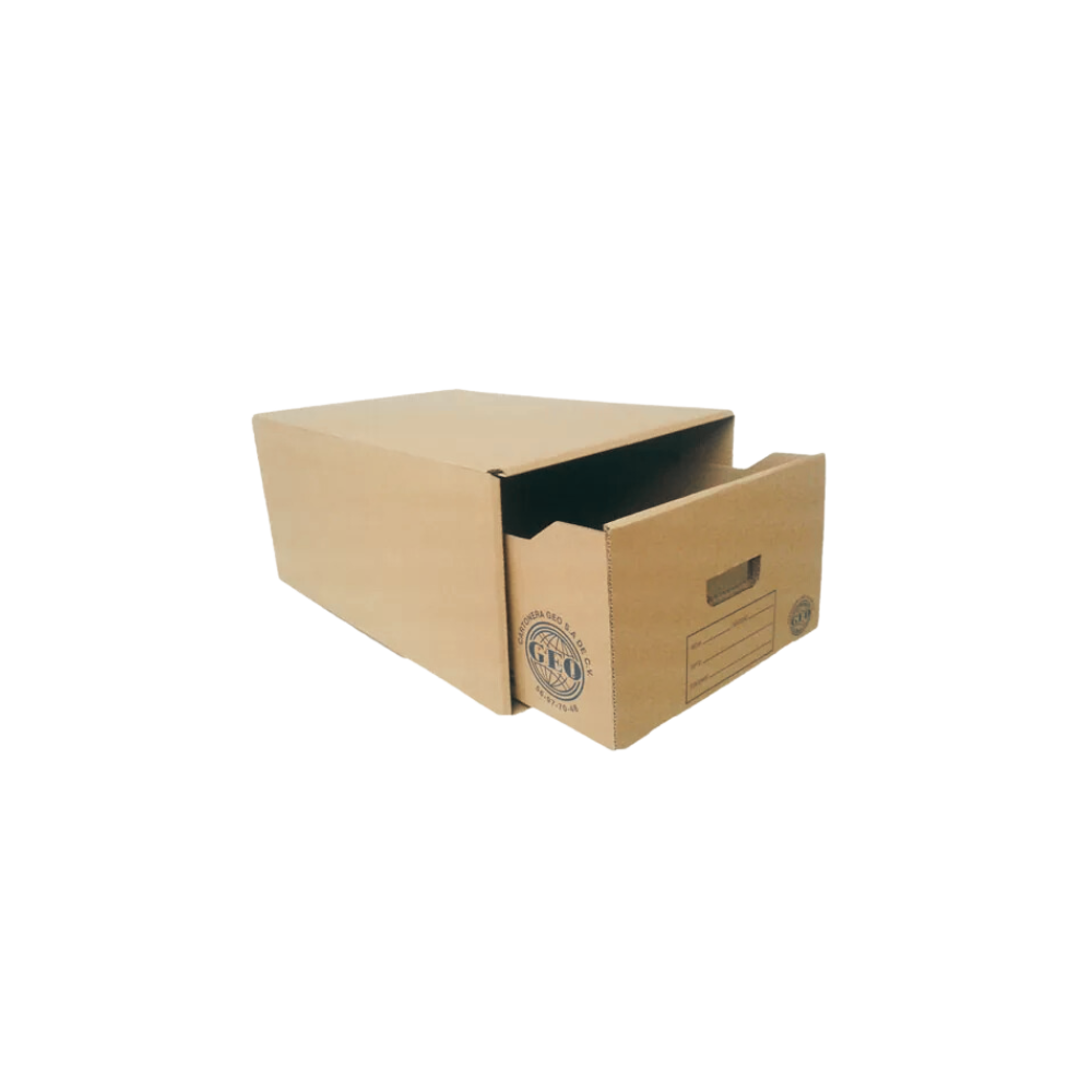 CAJA DE CARTÓN PARA ARCHIVO TAMAÑO OFICIO GAVETA DESLIZABLE 29ECT MARCA GEO 1 PIEZA 1000016