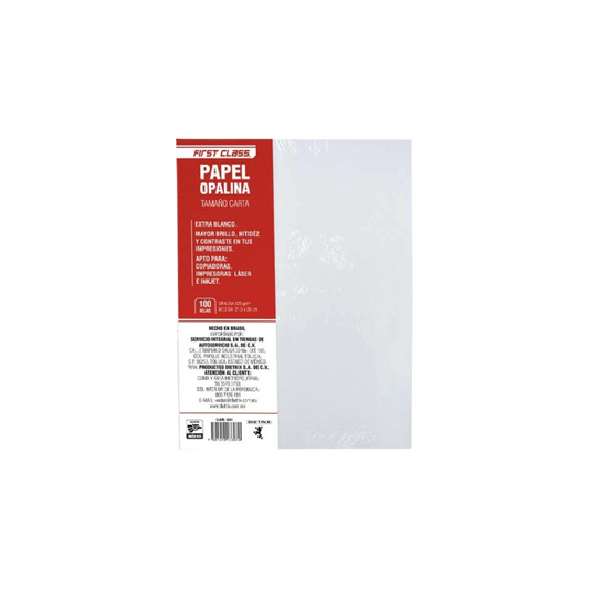 PAPEL OPALINA BLANCO CARTA FIRST CLASS (DIETRIX) 125GR RESMA CON 100 HOJAS 3391