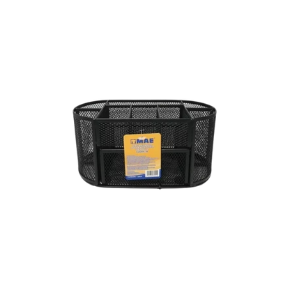 ORGANIZADOR DE ESCRITORIO OVALADO NEGRO METAL MAE COMPARTIMIENTOS CON VARIAS DIVISIONES 22X10.4X11 CM ORM-9