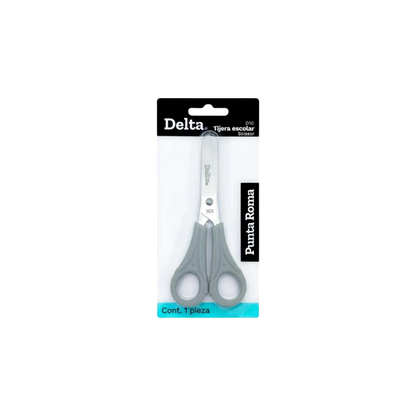 TIJERA ESCOLAR MARCA DELTA MEDIDA PREEESCOLAR PUNTA ROMA CON CUCHILLAS DE METAL Y MANGO DE PLÁSTICO 1 PIEZA D10