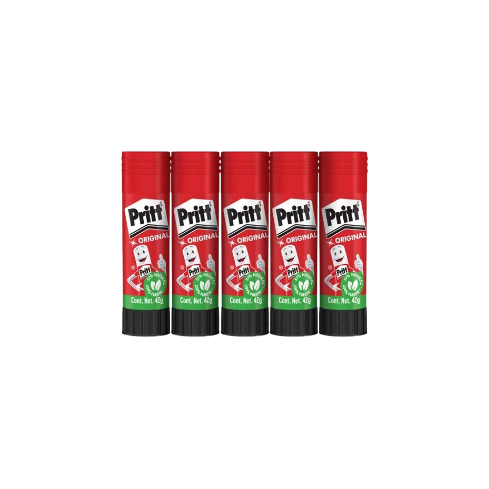 LÁPIZ ADHESIVO TRANSPARENTE PRITT BARRA DE 42GR PAQUETE CON 5 PIEZAS 2730300