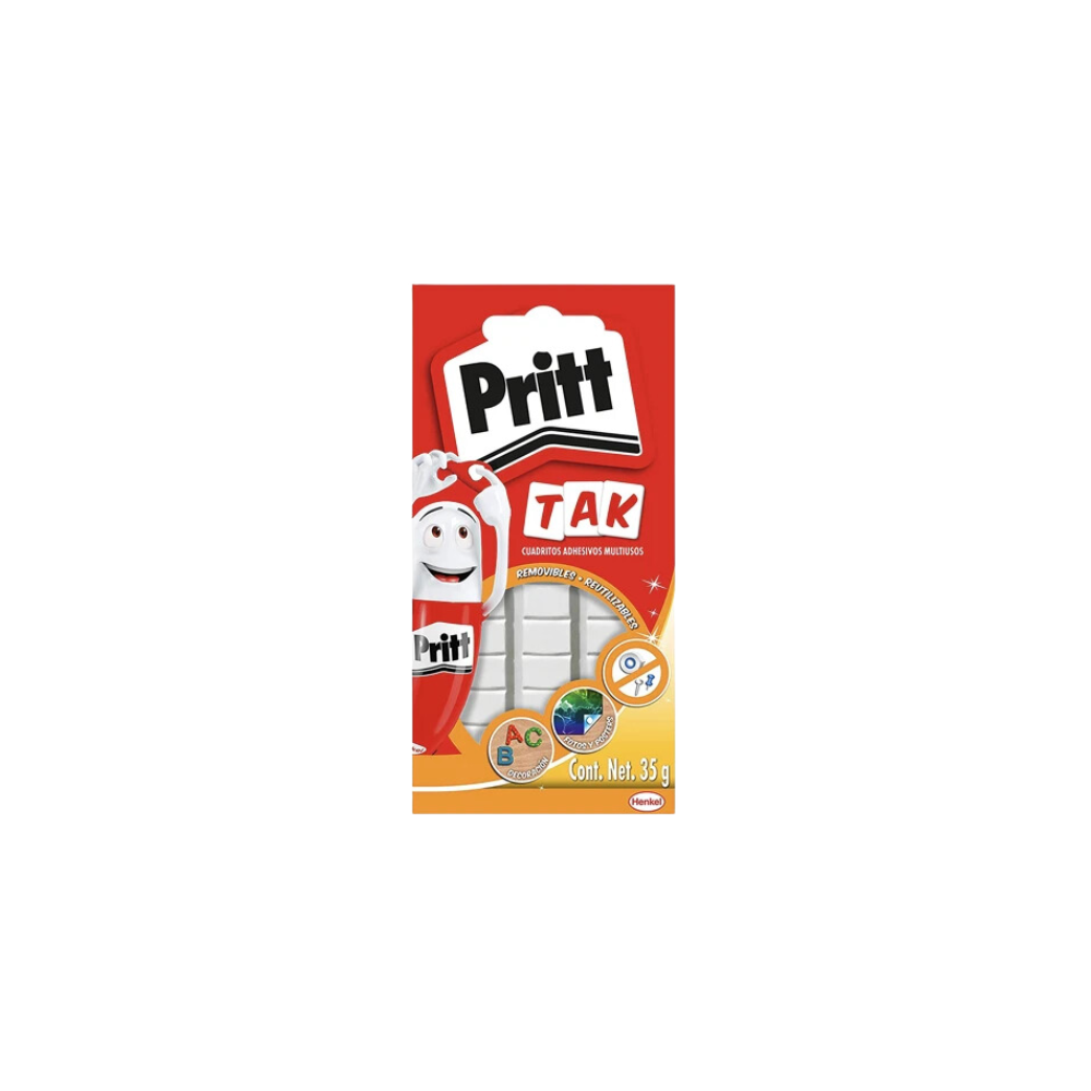 CUADROS ADHESIVOS REPOSICIONABLES PRITT TRANSPARENTES 35GR POR PAQUETE 1 PIEZA 1918619