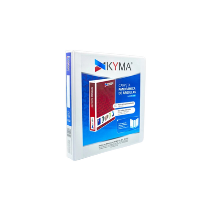 CARPETA DE VINIL PANORÁMICA BLANCA 1 PULGADA KYMA ARILLO EN O TAMAÑO CARTA PARA 200 HOJAS 1 PIEZA CPKCBHO-100-BCO