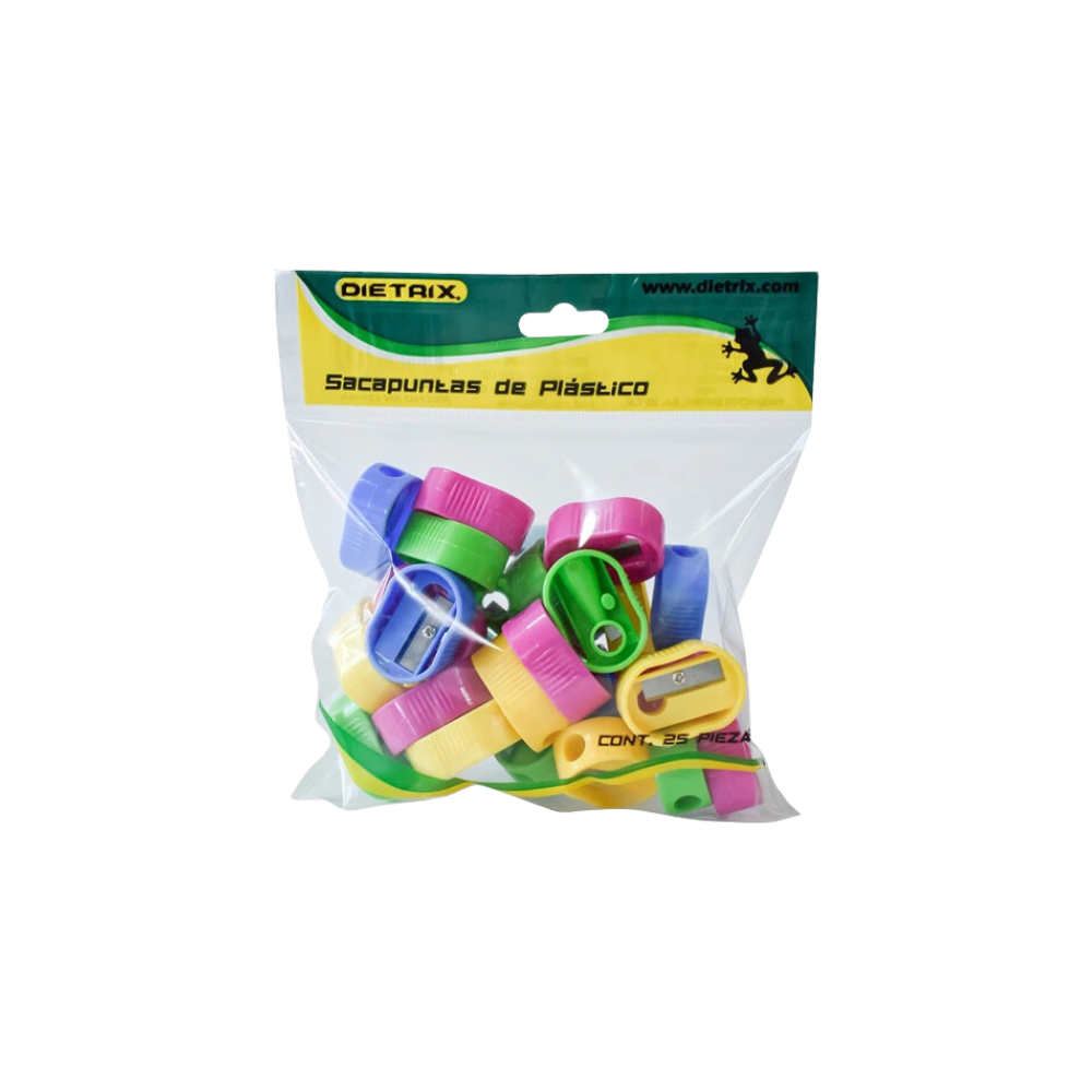 SACAPUNTAS PLÁSTICO MANUAL DIETRIX BOLSA CON 25 PIEZAS 9579