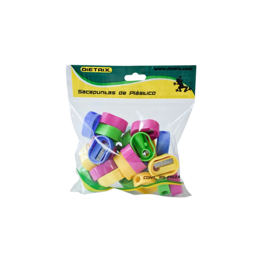 SACAPUNTAS PLÁSTICO MANUAL DIETRIX BOLSA CON 25 PIEZAS 9579