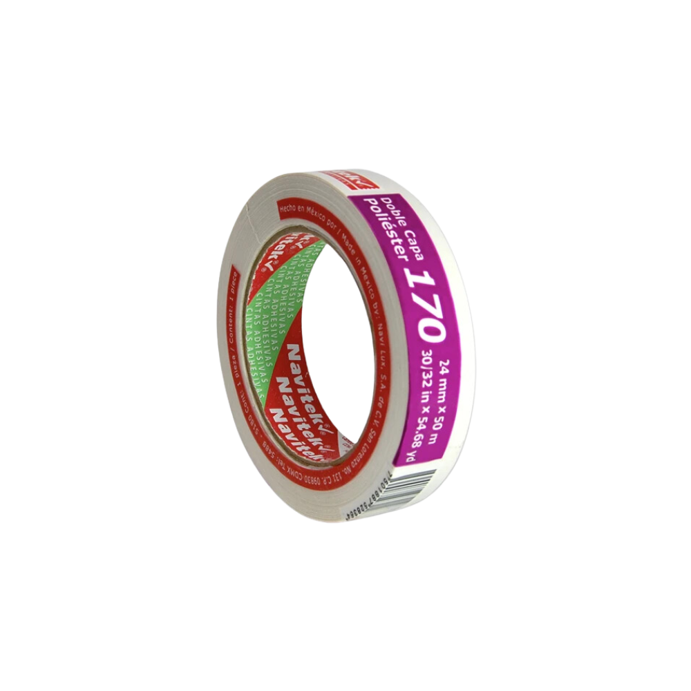 CINTA ADHESIVA DOBLE CAPA DE POLIESTER BLANCO MARCA NAVITEK MEDIDAS 24MM X 50M 1 PIEZA 81702405000