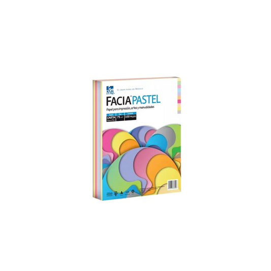 PAPEL FACIA PASTEL TAMAÑO CARTA 1 RESMA CON 500 HOJAS DE COLRES VARIADOS D2839075011E2SC