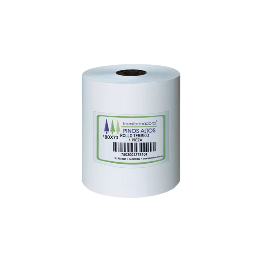 ROLLO PARA CALCULADORA TÉRMICO PINOS ALTOS BLANCO 80 MM X 70 MTS CAJA CON 50 PIEZAS RT8070