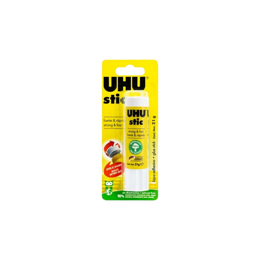 LÁPIZ ADHESIVO BLANCO MARCA UHU BARRA DE 21GR BLISTER CON 1 PIEZA