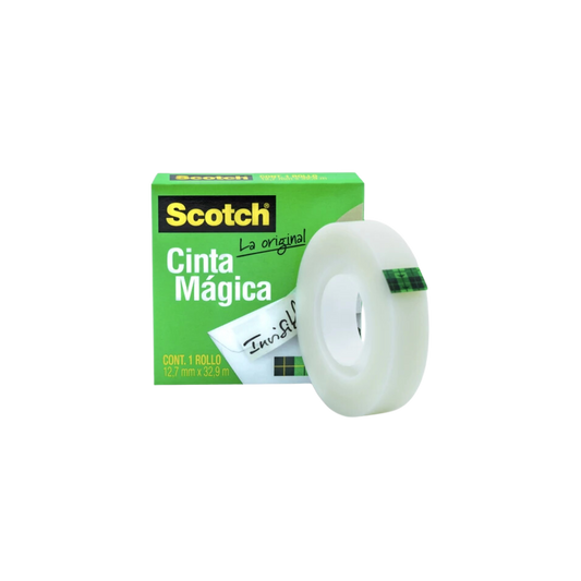 CINTA ADHESIVA MÁGICA MARCA SCOTCH MEDIDAS 12MM X 33M 1 PIEZA MC900173832