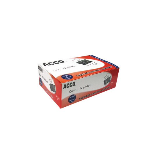 SUJETADOCUMENTOS GRANDE ACCO CAPACIDAD DE HASTA 220 HOJAS CAJA CON 12 PIEZAS P2464