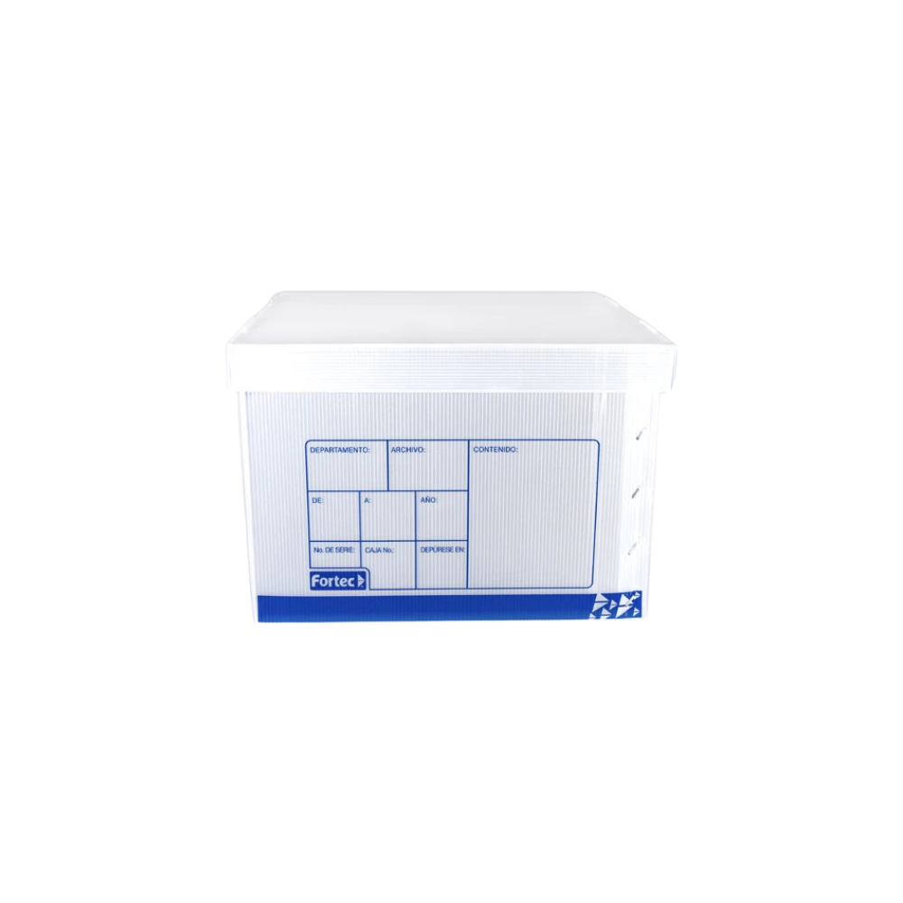 CAJA DE PLÁSTICO BLANCO PARA ARCHIVO MARCA FORTEC CON TAPA INDEPENDIENTE TAMAÑO OFICIO 1 PIEZA CAM-MIX