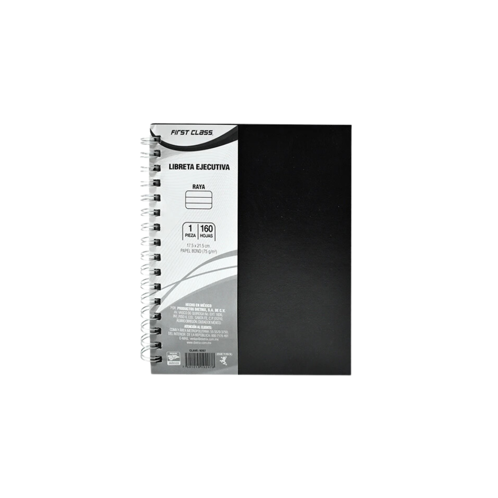 CUADERNO FORMA FRANCESA DIETRIX RAYA 160 HOJAS PASTA DURA ESPIRAL DOBLE 1 PIEZA 9207