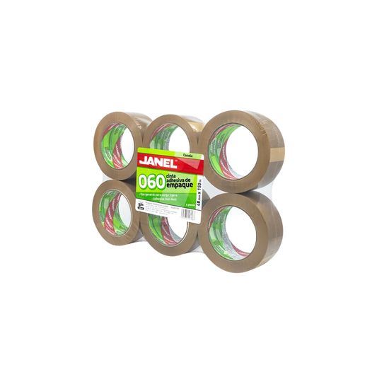 CINTA ADHESIVA COLOR CANELA DE EMPAQUE PARA CARGA LIGERA MARCA JANEL MEDIDAS 48MM X 150M BLISTER CON 6 PIEZAS 0664815700