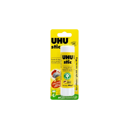 LÁPIZ ADHESIVO BLANCO MARCA UHU BARRA DE 40GR BLISTER CON 1 PIEZA