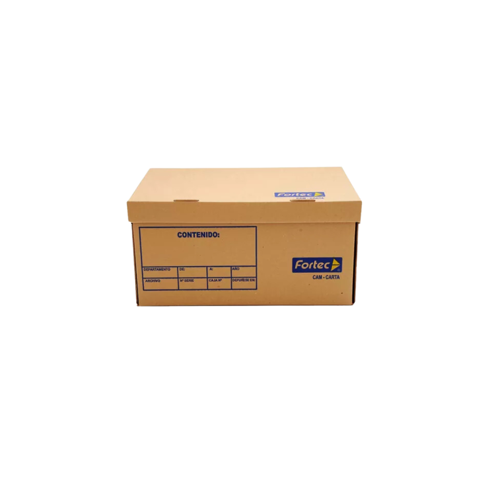 CAJA PARA ARCHIVO FORTEC TIPO BAÚL CON TAPA INTEGRADA DE CARTÓN TAMAÑO CARTA CAM-CARTA