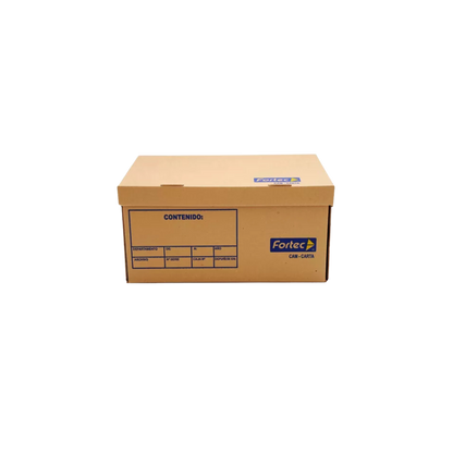 CAJA PARA ARCHIVO FORTEC TIPO BAÚL CON TAPA INTEGRADA DE CARTÓN TAMAÑO CARTA CAM-CARTA