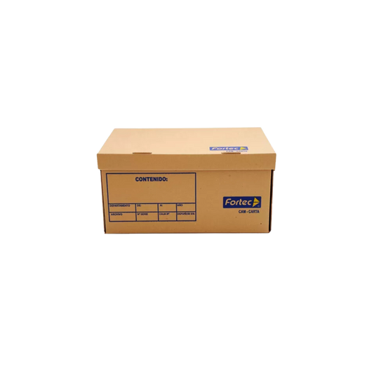 CAJA PARA ARCHIVO FORTEC TIPO BAÚL CON TAPA INTEGRADA DE CARTÓN TAMAÑO CARTA CAM-CARTA