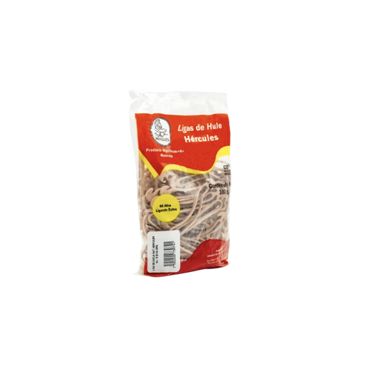 LIGAS DE HULE NATURAL HÉRCULES NO.18 COLOR NATURAL BOLSA CON 100GR LANB100-18