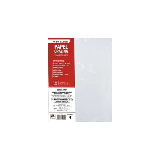 PAPEL OPALINA BLANCO CARTA FIRTS CLASS (DIETRIX) 125GR RESMA CON 50 HOJAS 2490