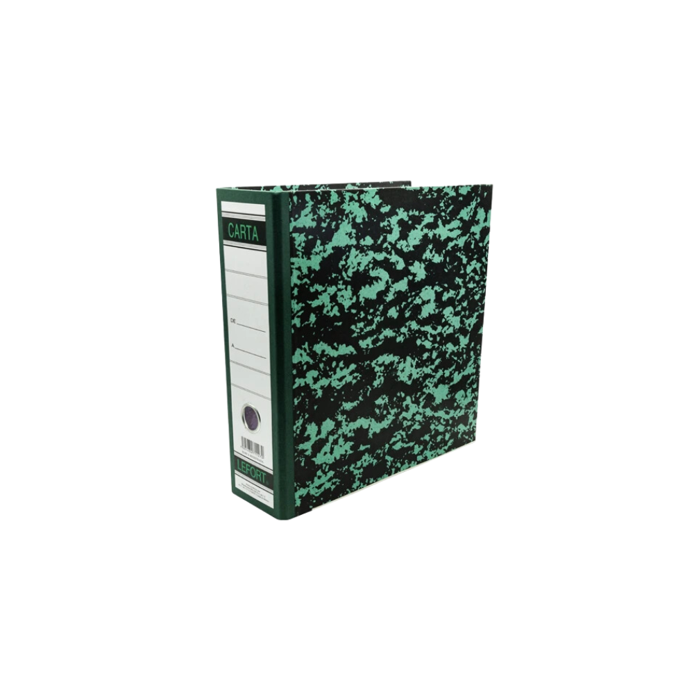 REGISTRADOR DE CARTÓN MARMOLEADO CLÁSICO ARILLO EN O DE 3 PULGADAS COLOR VERDE LEFORT 1 PIEZA