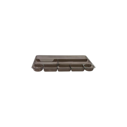 ORGANIZADOR DE ESCRITORIO RECTANGULAR HUMO POLIESTIRENO MAE VARIAS DIVISIONES 22.8 X 35.5 X 2.2 CM M-977.5