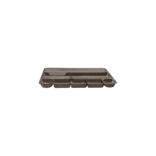 ORGANIZADOR DE ESCRITORIO RECTANGULAR HUMO POLIESTIRENO MAE VARIAS DIVISIONES 22.8 X 35.5 X 2.2 CM M-977.5