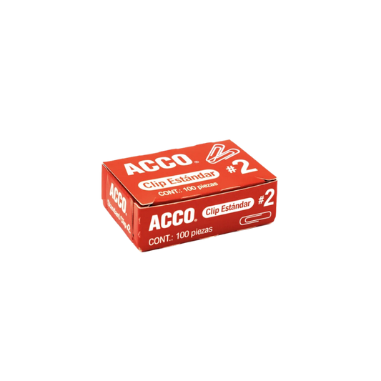 CLIP ESTÁNDAR NÚMERO 2 ACCO CAJA CON 100 CLIPS P1660