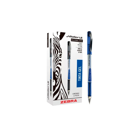 ROLLER DE TINTA AZUL J ROLLER LE ZEBRA TINTA GEL MEDIANO CAJA CON 12 PIEZAS 8001-LE