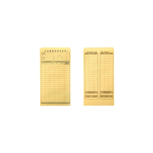 SOBRE BOLSA PAPEL FORTEC AMARILLO PARA COBRANZA PAQUETE CON 50 SOBRES S-07-CM