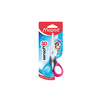TIJERA MULTIUSOS MARCA MAPED SENSOFT MEDIDA 13CM PUNTA LIGERAMENTE REDONDEADA CUCHILLAS DE ACERO Y MANGO DE GOMA BLANDA 1 PIEZA 3154140693008
