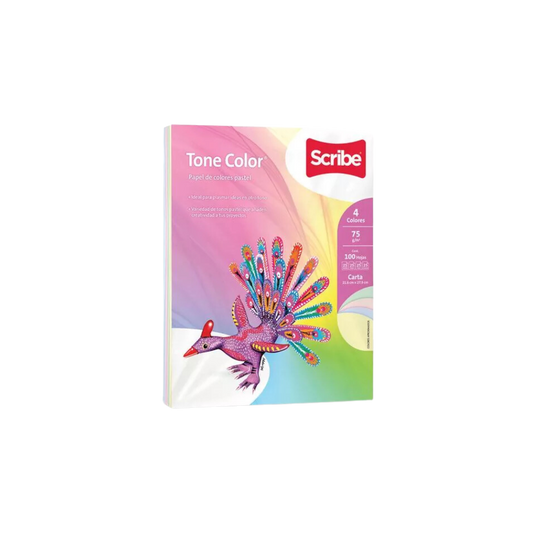 PAPEL BOND COLORES PASTEL SURTIDO CARTA SCRIBE TONE COLOR 75GR 1 RESMA CON 100 HOJAS 10000005404