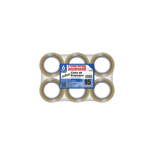 CINTA ADHESIVA TRANSPARENTE DE EMPAQUE MARCA NAVITEK MEDIDAS 48MM X 100M BLISTER CON 6 PIEZAS 92404810000