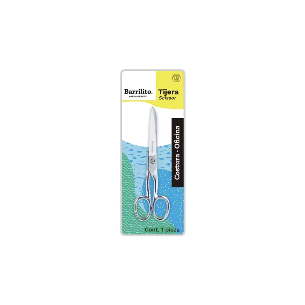 TIJERA DE COSTURA MARCA BARRILITO DE 6 PULGADAS MANGO DE METAL Y CUCHILLAS DE ACERO INOXIDABLE 1 PIEZA 8642-6CN