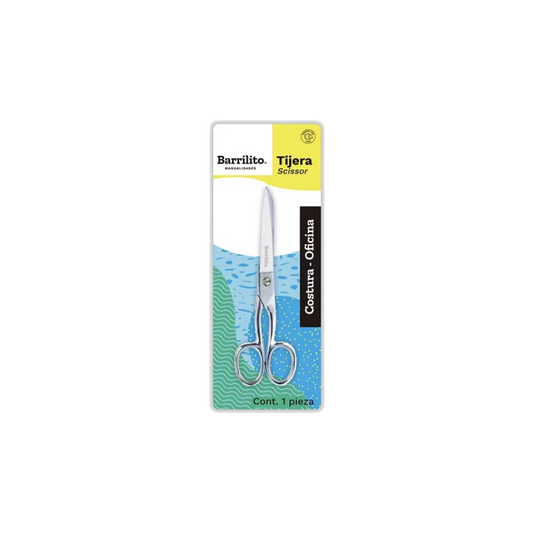 TIJERA DE COSTURA MARCA BARRILITO DE 6 PULGADAS MANGO DE METAL Y CUCHILLAS DE ACERO INOXIDABLE 1 PIEZA 8642-6CN