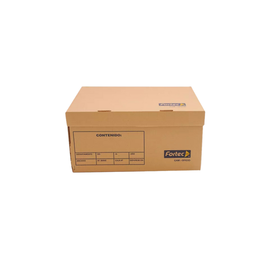 CAJA PARA ARCHIVO FORTEC TIPO BAÚL CON TAPA INTEGRADA DE CARTÓN TAMAÑO OFICIO CAM-OFICIO