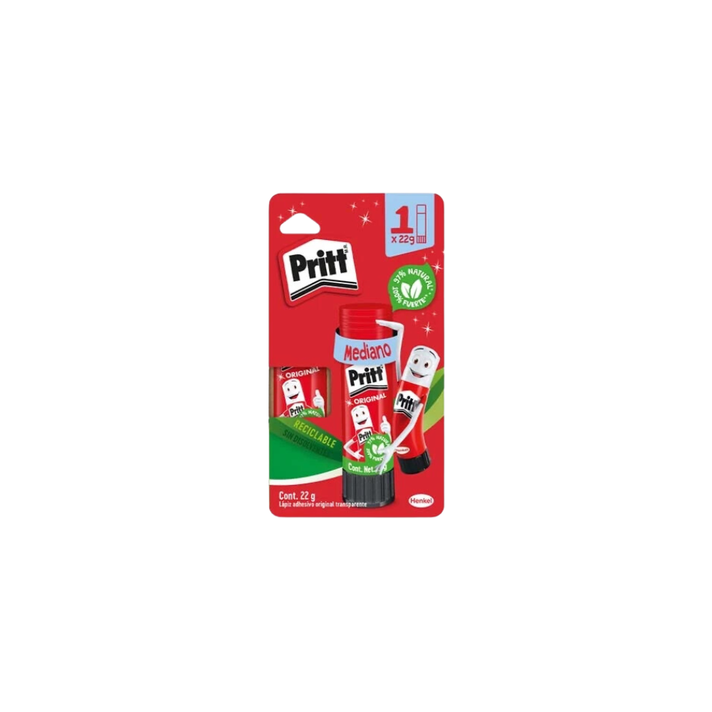 LÁPIZ ADHESIVO TRANSPARENTE PRITT BARRA DE 22GR 1 PIEZA 2780666
