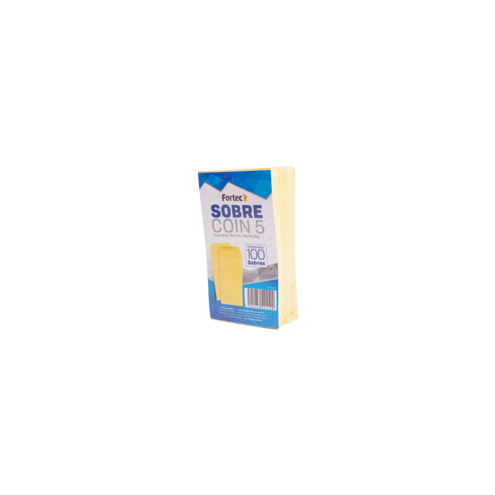 SOBRE BOLSA PAPEL FORTEC AMARILLO TAMAÑO COIN PAQUETE CON 100 SOBRES S-05-MG