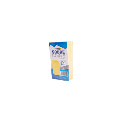 SOBRE BOLSA PAPEL FORTEC AMARILLO TAMAÑO COIN PAQUETE CON 100 SOBRES S-05-MG