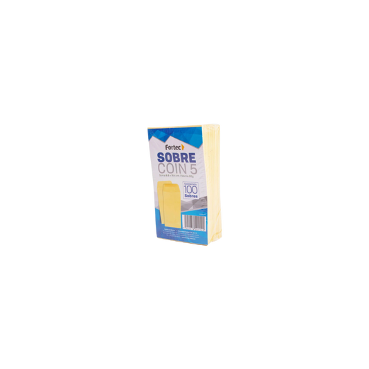 SOBRE BOLSA PAPEL FORTEC AMARILLO TAMAÑO COIN PAQUETE CON 100 SOBRES S-05-MG