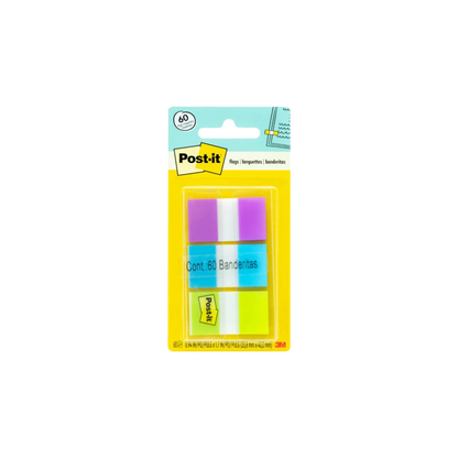 BANDERITAS POST-IT 3 COLORES PAQUETE CON 60 BANDERITAS MEDIDAS 2.3 x 4.3 CM 70071493244